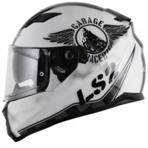 LS2 FF 320 GARAGE MATT WHITE BLACK FULL FACE HELMET