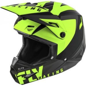 FLY RACING ELITE VIGILANT MATT BLACK HI-VIS GREEN MOTOCROSS HELMET