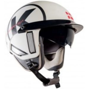 STEELBIRD KUKKA K-1 1957 GLOSSY WHITE BLACK OPEN FACE HELMET