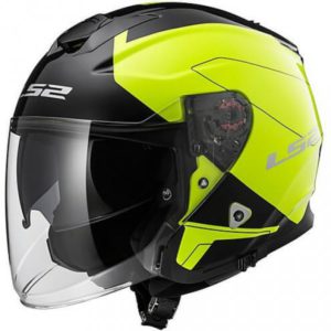 LS2 OF 521 INFINITY MATT BLACK FLUORESCENT YELLOW OPEN FACE HELMET