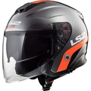 LS2 OF 521 SMART MATT TITANIUM ORANGE OPEN FACE HELMET