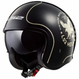 LS2 OF 599 SPITFIRE FLIER MATT BLACK GOLD OPEN FACE HELMET