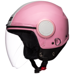 STUDDS URBAN PINK WITH CARBON CENTRE STRIP OPEN FACE HELMET