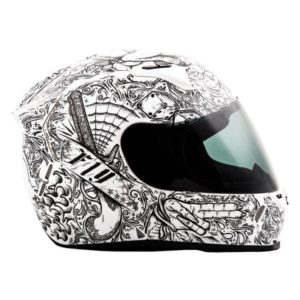 FLY RACING REVOLT FS SOLID INK AND NEEDLE GLOSS WHITE BLACK FULL FACE HELMET