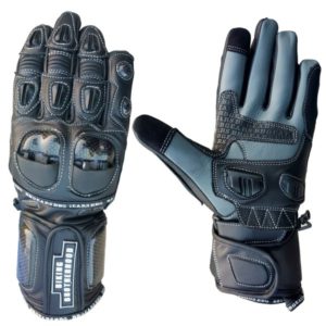 BBG FULL GAUNTLET LEATHER BLACK RIDING GLOVES