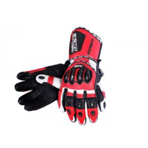 BBG RACER FULL GAUNTLET BLACK RED RIDING GLOVES