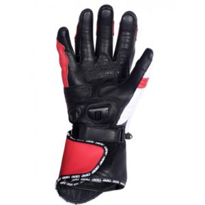 BBG RACER FULL GAUNTLET BLACK RED RIDING GLOVES