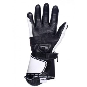 BBG RACER FULL GAUNTLET WHITE BLACK RIDING GLOVES