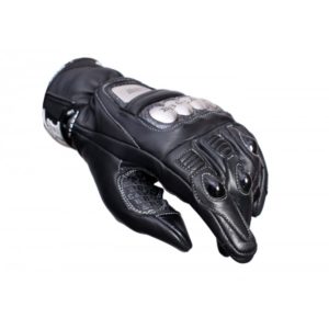 BBG SEMI GAUNTLET BLACK LEATHER RIDING GLOVES