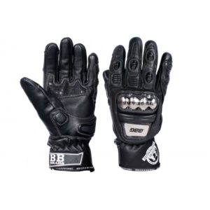 BBG SEMI GAUNTLET BLACK LEATHER RIDING GLOVES